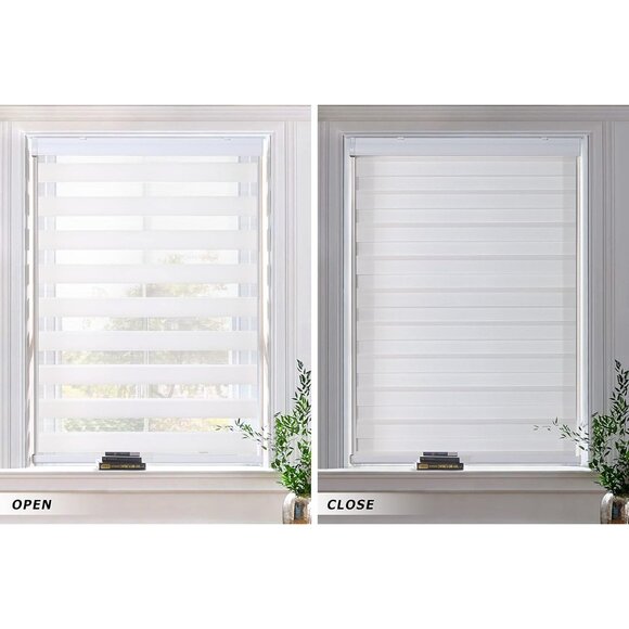 LazBlinds Cordless Zebra Blinds 42"x72" - White Dual Layer Light Filtering Shade - Picture 5 of 6
